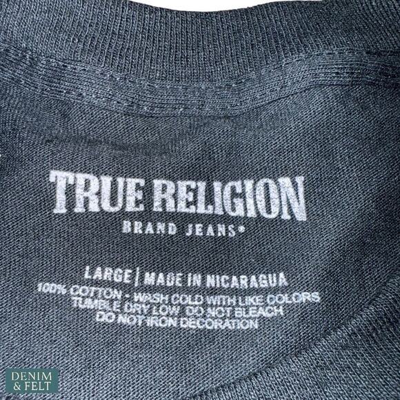 True Religion HS Logo Graphic Black Short Sleeve Crewneck Tee Shirt Size L NEW - Picture 3 of 6